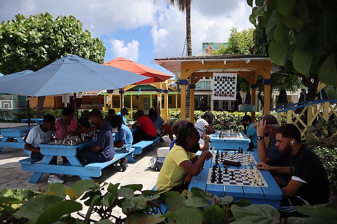 CHECKMATE: Chess lovers face off at the Bahamas Chess Federation’s inaugural ChessX event at Frankie Gone Bananas, Arawak Cay.