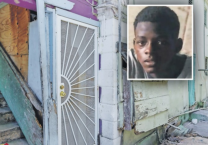THE DOOR used by assailants to gain entry to the home of murder victim Keithon Johnson, inset.