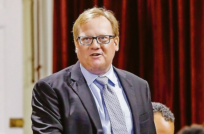 ATTORNEY General Ryan Pinder in the Senate yesterday. Photo: Austin Fernander