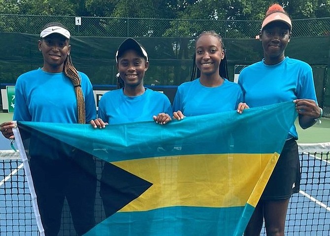 Player captain Simone Pratt, Sydney Clarke, Sierra Rodgers and Elana Mackey pose from left to right.