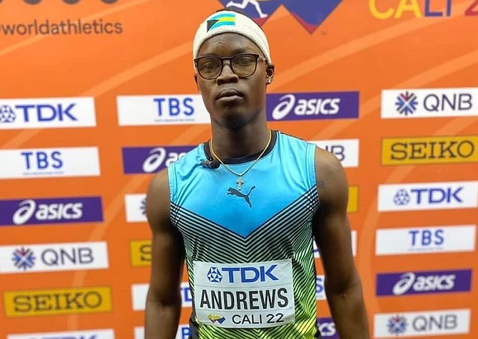 ANTOINE Andrews yesterday set a new national record in the 110 metre hurdles at the World Athletics’ U20 Championships at the Pascual Guerrero Olympic Stadium in Cali, Colombia.
