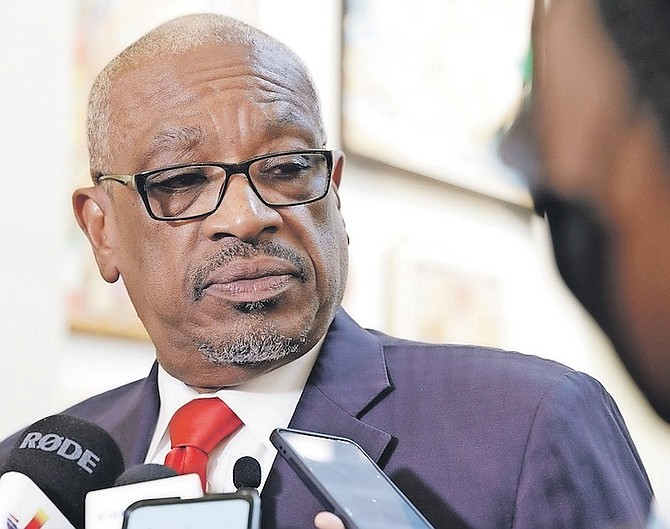 FORMER Prime Minister Dr Hubert Minnis speaking to the press at the regional meeting of Caribbean Heads of Government. Photo: Austin Fernander