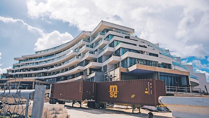 THE CONSTRUCTION site where a German man was found dead on West Bay Street. 
Photo: Moise Amisial