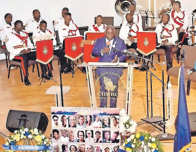 PRIME Minister Philip “Brave” Davis pictured at the memorial service in Abaco last week. Photo: Kemuel Stubbs/BIS