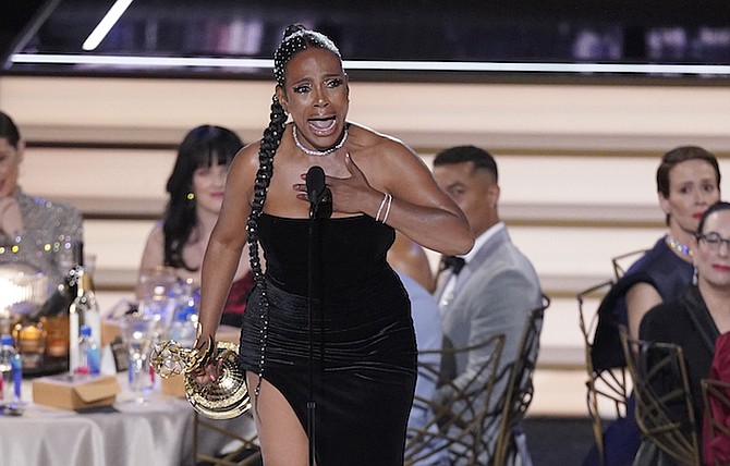 SHERYL Lee Ralph accepts the Emmy for outstanding supporting actress in a comedy series for “Abbott Elementary” on Monday. 
Photo: Mark Terrill/AP