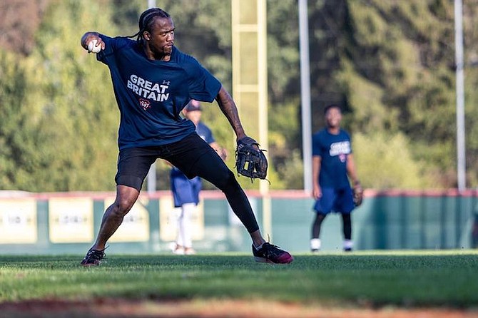 GREAT Britain’s Anfernee Seymour yesterday in training camp.
Photo: GB Baseball