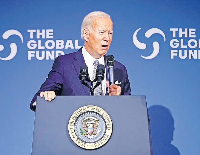 PRESIDENT Joe Biden speaks during the Global Fund’s Seventh Replenishment Conference in New York yesterday.
Photo: Evan Vucci/AP