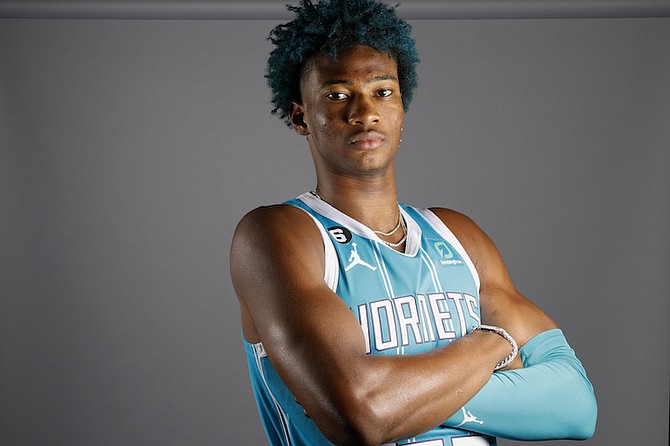 CHARLOTTE Hornets centre Kai Jones, of The Bahamas, at the NBA basketball team's media day in Charlotte, N.C., yesterday. 
(AP Photo/Nell Redmond)