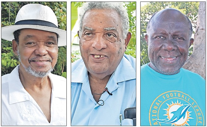 FROM LEFT: Terry Miller, founder of Bahamas Association for Social Health (Bash), Civil Society Bahamas honoree; Leonard Archer, veteran foreign affairs official, Civil Society Bahamas honoree; Richard Johnson, pioneer in the Trade Union Movement, Civil Society Bahamas.