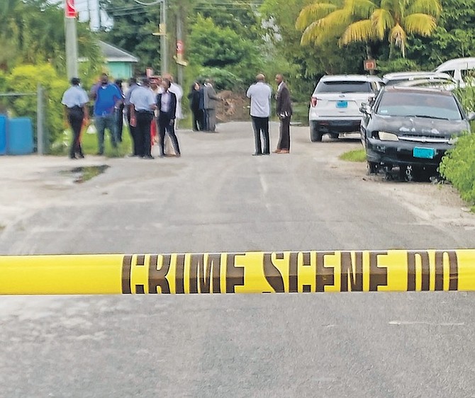 THE SCENE of the police shooting in Gamble Heights on Monday.