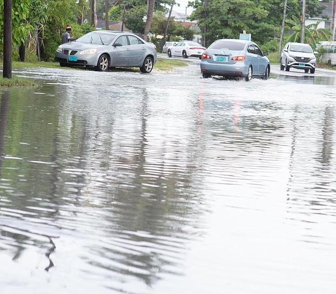 FLOODING in New Providence yesterday. Photo: Moise Amisial