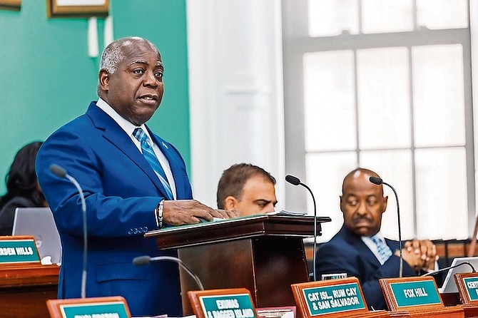 PRIME Minister Philip ‘Brave’ Davis in the House of Assembly yesterday. Photo: Austin Fernander