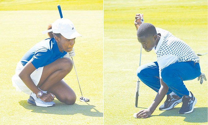 YOUNG, aspiring golfers can be seen during the Bahamas Golf Federation’s Junior Open at the Ocean Club Golf Course on October 16.