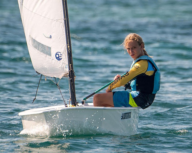 FINLEY MCKINNEY-LAMBERT, 12, was awarded the title of overall winner at this year’s prestigious Cecil G. Cooke Memorial Junior Regatta hosted at The Nassau Yacht Club October 22-23. This annual event has become one of the most popular multi-class junior championships in The Bahamas. Photos: Robert Dunkley