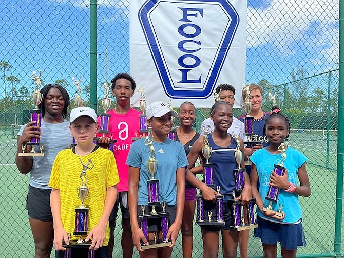 WINNERS of the Grand Bahama Tennis Association’s junior tournament in Freeport, Grand Bahama, this weekend.