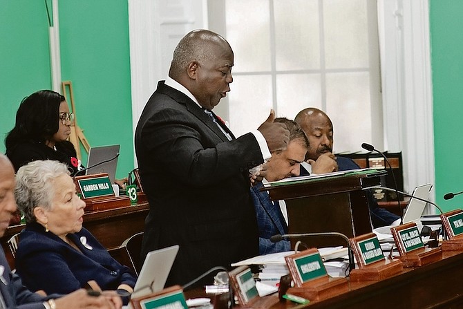 PRIME Minister Phillip “Brave” Davis speaking in Parliament.