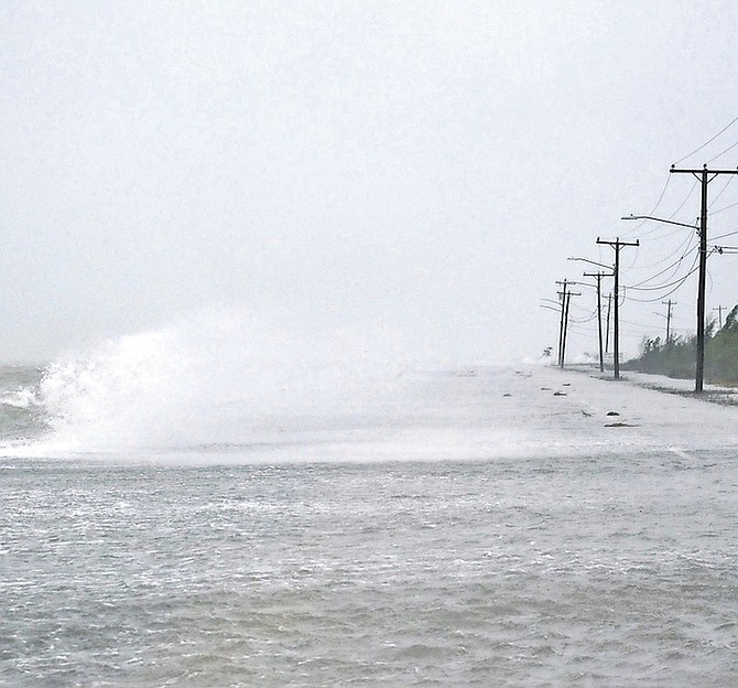 FLOODING in West End, Grand Bahama yesterday. Photo: Vandyke Hepburn