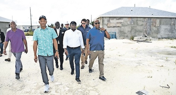 MEMBERS of the Cabinet led by Acting Prime Minister Chester Cooper visited and assessed Marsh
Harbour government dock, the government complex, Central Abaco High School, and Friendship
Tabernacle Church yesterday. Photo: Anthon Thompson/BIS