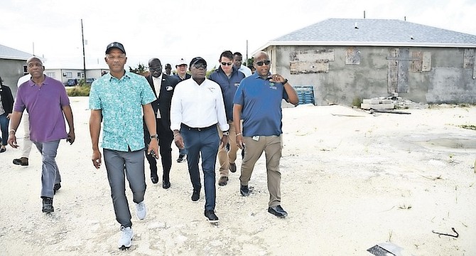 MEMBERS of the Cabinet led by Acting Prime Minister Chester Cooper visited and assessed Marsh
Harbour government dock, the government complex, Central Abaco High School, and Friendship
Tabernacle Church yesterday. Photo: Anthon Thompson/BIS