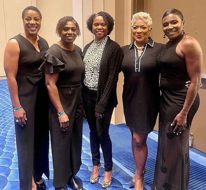 Golden Girls from left to right are Debbie Ferguson-McKenzie, Savatheda Fynes-Coke, Chandra Sturrup, Eldece Clarke and Pauline Davis-Thompson.