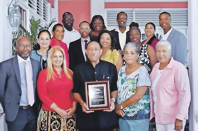 FROM left, with others, Prof Dr Magnus Ekedede, Diane Pindling, Dr Rebeca Ekedede, Leslie Isaacs, Dr Kenneth D Kemp, Iona Diggis, Richard Demeritte, Ruth Demerritte and Emily Osadabay.