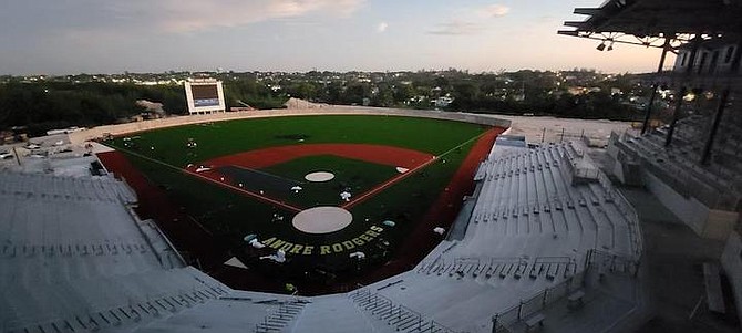 VIEW of the new Andre Rodgers National Baseball Stadium.