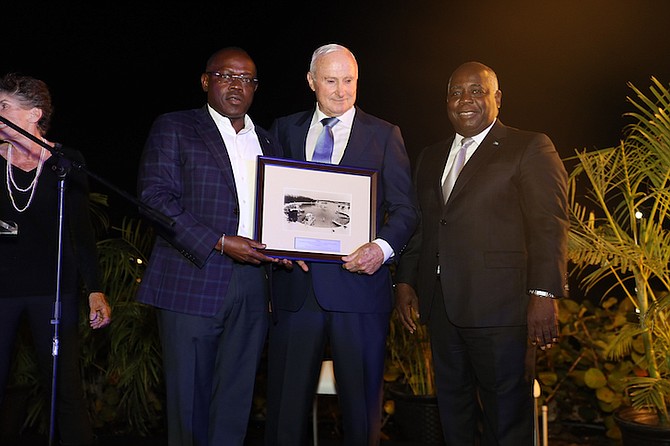 DEPUTY Prime Minister and Minister of Tourism Chester Cooper; David Kosoy, Sterling Global’s founder and executive chairman and Prime Minister Philip ‘Brave’ Davis. Photos: Austin Fernander
