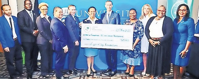 A DONATION of $525,000 to the University of The Bahamas from Lyford Cay Foundations will help the work of the university, including increasing scholarship grants.
