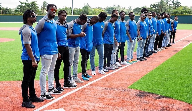READY TO FACE THE REGION: Team Bahamas members, shown above, were named ahead of the 4th Caribbean Baseball Cup. The roster and coaching staff for next week’s event was officially revealed at yesterday’s Media Day, hosted at the new Andre Rodgers National Baseball Stadium.