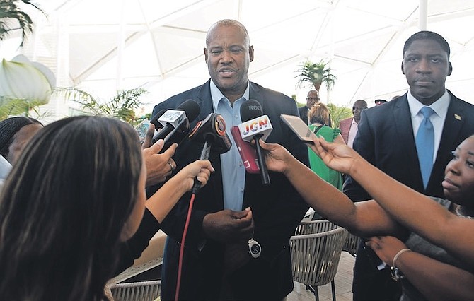 ENVIRONMENT and Natural Resources Minister Vaughn Miller speaking yesterday. Photo: Moise Amisial