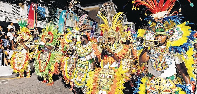 ROOTS pictured during the New Year Junkanoo parade. Photos: Austin Fernander