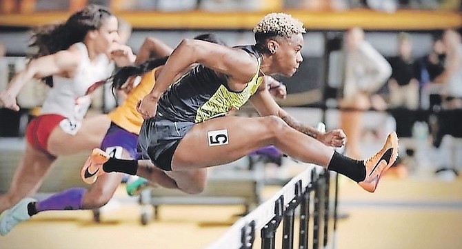 DEVYNNE Charlton in action in the women’s 60m hurdles.