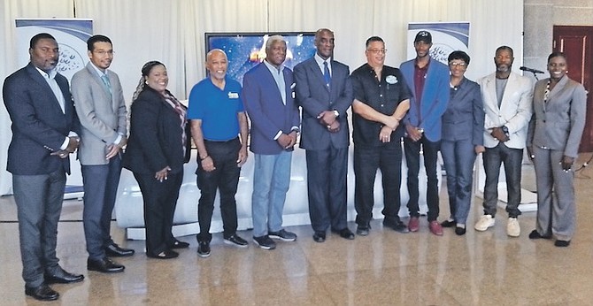 SOME of the small business sponsors join in with the LOC of the 50th Golden Jubilee Carifta Games.