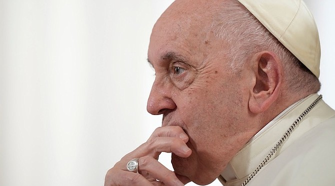 POPE Francis during his interview with The Associated Press at The Vatican on Tuesday last week. Photo: Andrew Medichini/AP