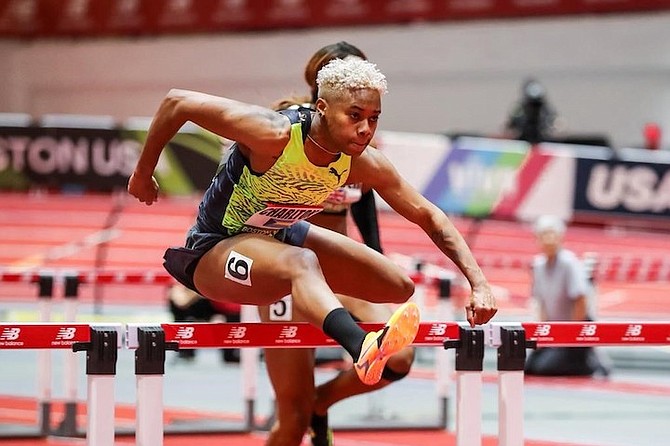 DEVYNNE CHARLTON, of the Bahamas, in action at the New Balance Indoor Grand Prix.
Photo: Kevin Morris