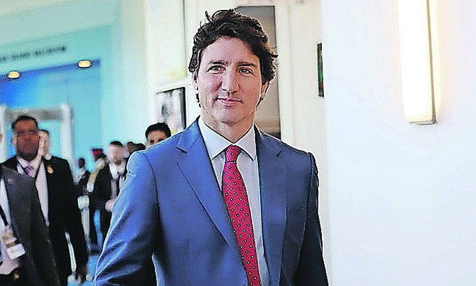 Canadian Prime Minister Justin Trudeau pictured yesterday as he attended the CARICOM meeting in The Bahamas. 
Photo: Austin Fernander