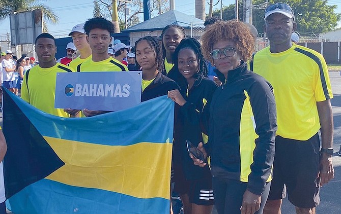 BAHAMAS girls and boys teams at the Jr Billie Jean King and Davis Cup in Guatemala with coaches Marion Bain and Bradley Bain.