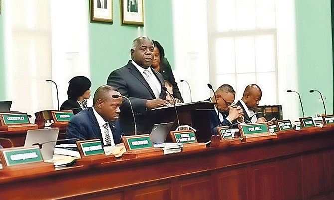 Prime Minister Philip ‘Brave’ Davis speaking in Parliament. Photo: Moise Amisial