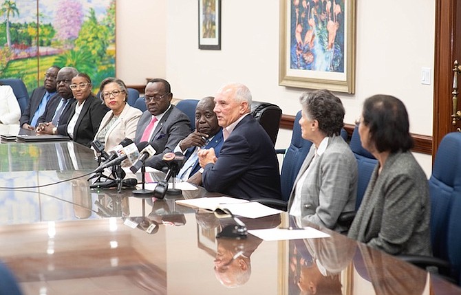 PRIME Minister Philip “Brave” Davis hailed it as a “promising development” as the government signed a heads of agreement with philanthropist Robert Coughlin who is looking to build an environmentally friendly resort and marina at Sampson Cay in Exuma. 
Photo: Moise Amisial