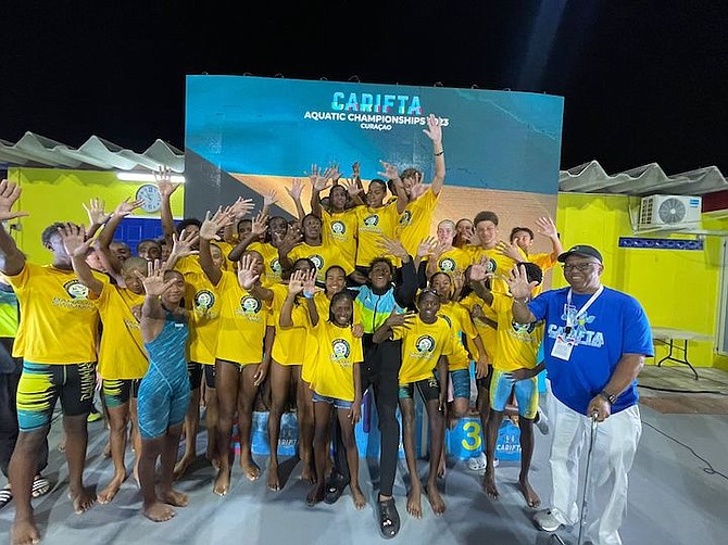 FIVE STRAIGHT - The Bahamas’ 36-member team won their fifth consecutive championship title at he CARIFTA Swimming Championships in Curacao.