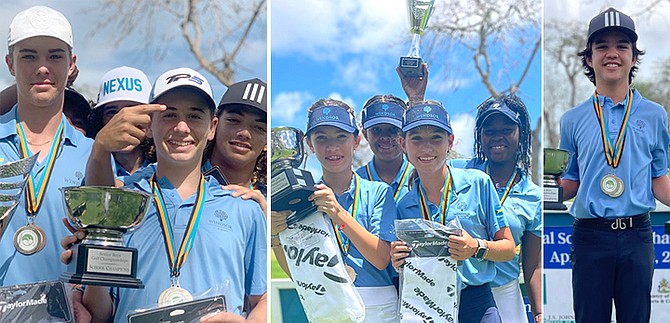 LEFT: Windsor Academy’s first place senior boys’ team share a special moment with their trophies.
CENTRE: Windsor Academy junior girls display their awards.
RIGHT: Windsor Academy junior boys champion Aiden Gorospe.