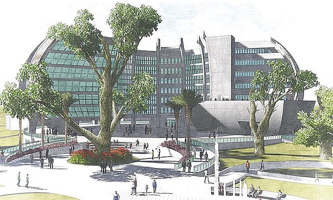 Artist rendering of the winning design for what was supposed to be the future building for the Central Bank of The Bahamas.