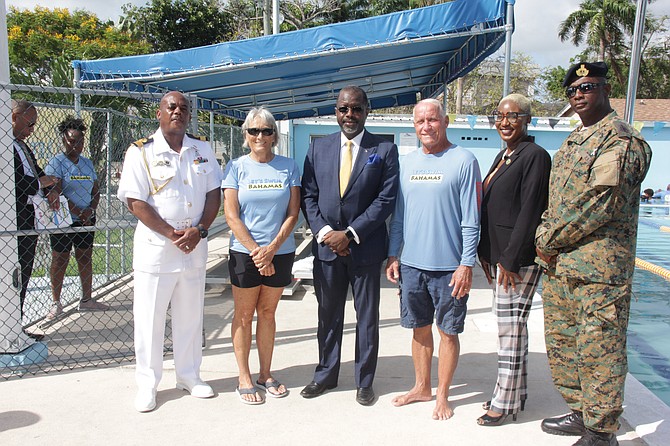 LET’S SWIM: A number of dignitaries got a first-hand experience of the Let’s Swim Bahamas programme at the University of the Bahamas pool yesterday.