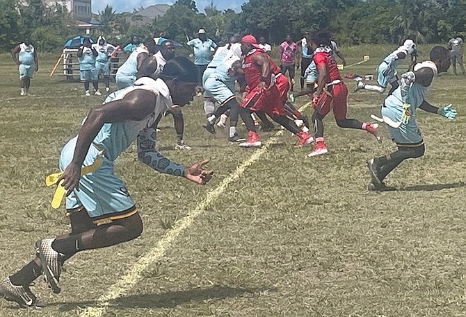 The Oasis Team Red Dot takes on Dolphin Express Hornets at Winton Rugby Field over the weekend.
Photo: Tenajh Sweeting