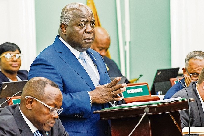 Prime Minister Philip ‘Brave’ Davis delivers the opening speech for the new budget yesterday.
Photo: Moise Amisial