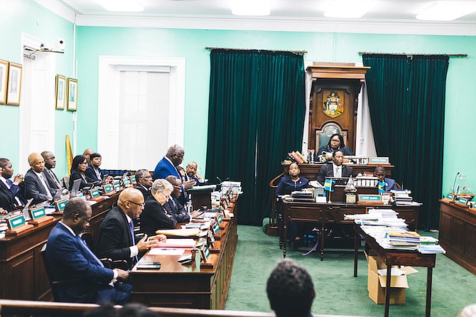 The scene in the House of Assembly as the Budget communication is delivered.