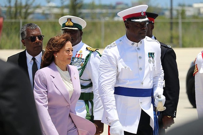 US Vice President Kamala Harris on her arrival in The Bahamas. Photo: Eric Rose/BIS