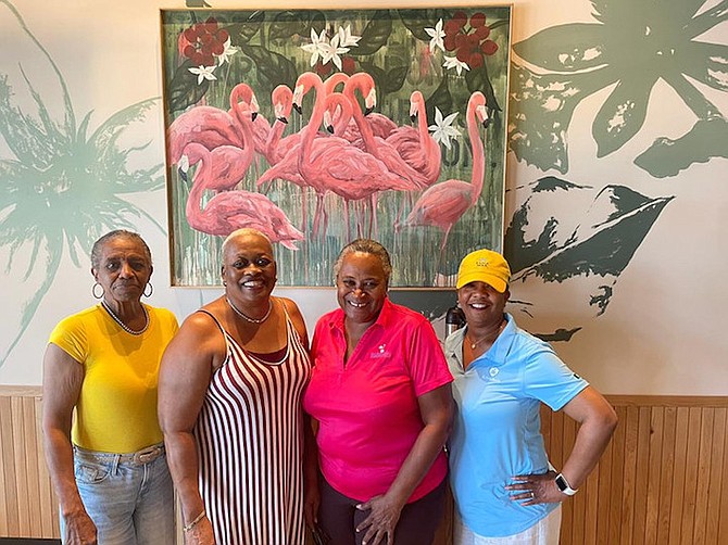 SHOWN, from left to right, are Agatha Mona Delancy, Flamingos Women’s Golf Club 242 Founder and Executive Coordinator; Laurie Bethel Lightfoot, Executive Committee Member/ Constitutionalist; Diane Miller, Club Treasurer/ Membership Chair; and Anja Charles, Executive Committee/ Coordinator, Special Events.
