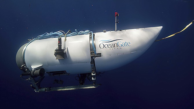 The submersible vessel named Titan used to visit the wreckage site of the Titanic. (OceanGate Expeditions via AP)