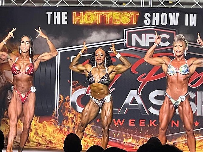 Lorraine LaFleur, in the centre, posing at the Orlando TY Pope Classic over the weekend.